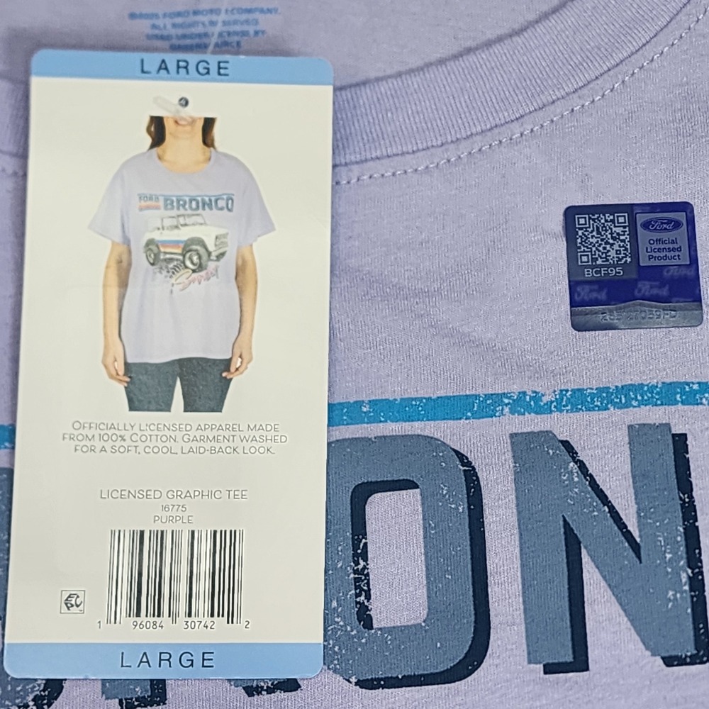 Ford Bronco Graphic Tee Purple‎ Retro Sunset Licensed Women Large - Picture 6 of 8